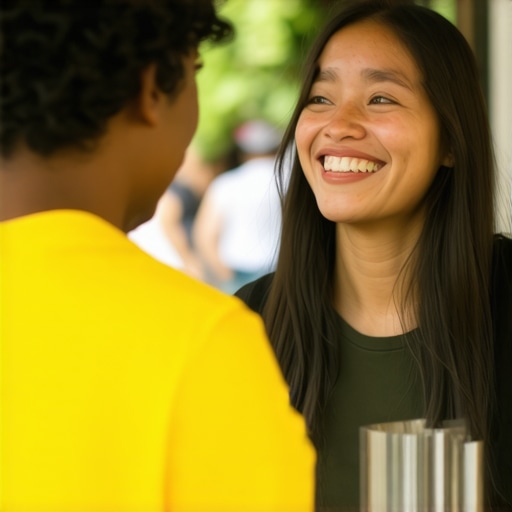 Business owner interacting with community at local event