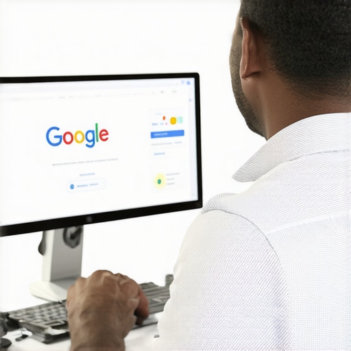 Business owner updating Google My Business profile on a desktop