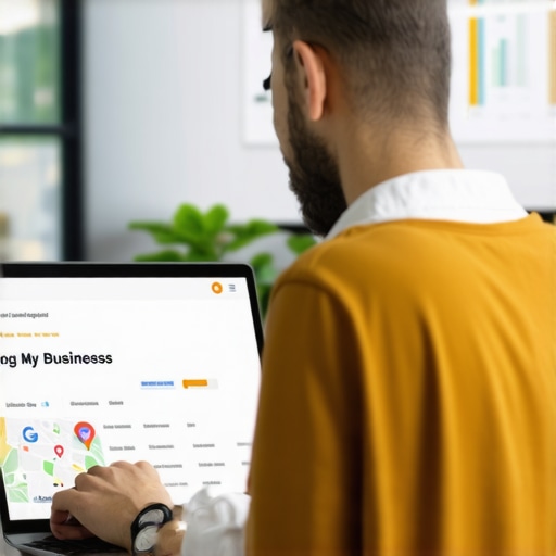 Digital marketing expert working on local SEO optimization on a laptop.