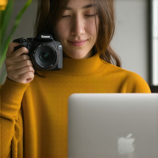 Business owner updating Google My Business profile on laptop