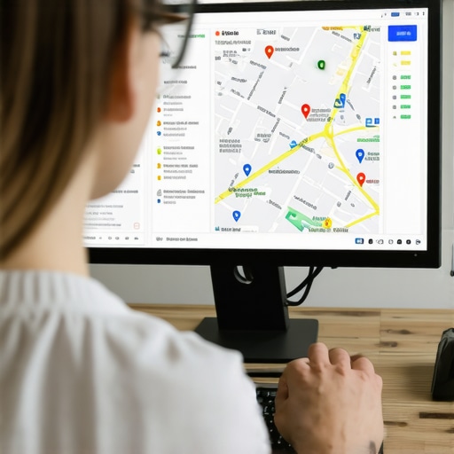 Monitoring Local SEO Performance with Advanced Tools Person reviewing Google Maps rankings on a laptop