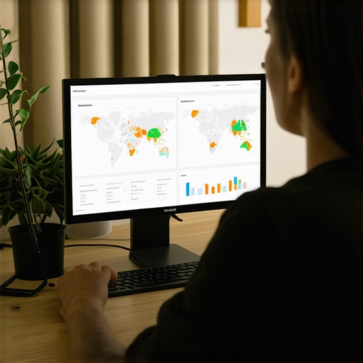 Monitoring Local SEO Performance Individual reviewing Google Maps and website analytics to maintain local search rankings.