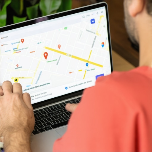 Business owner working on Google My Business profile to boost local Google Maps rankings.