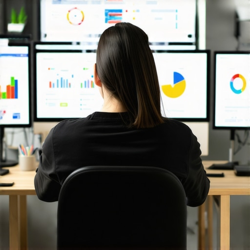 Person analyzing local SEO performance using various tools on a computer.