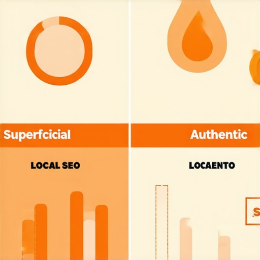 Authentic vs. Superficial Local SEO Strategies Comparison chart of real engagement and fake reviews in local SEO
