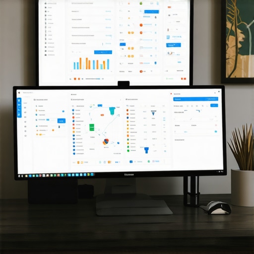 SEO tools and geo-tagging for map ranking maintenance Computer monitor displaying SEO dashboards, charts, and geo-tagging interfaces for local map optimization.