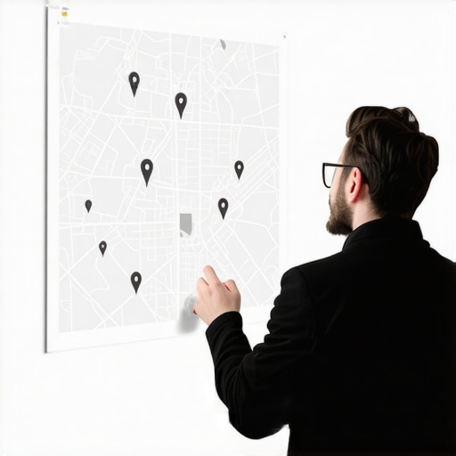 Analyzing Map Data for Local SEO Person reviewing digital map analytics to improve local business visibility.