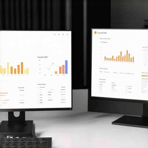 Person analyzing local SEO performance charts on computer screens, emphasizing maintenance and tools for Google Maps results.