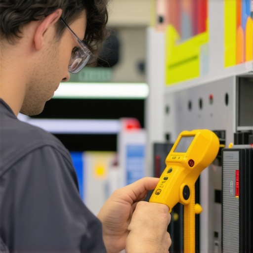 Technician working on beacon devices to optimize Google Maps signals