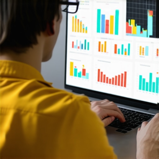 Digital marketing analytics dashboard on a laptop screen with charts