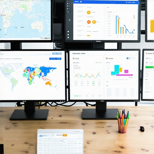 Person managing local SEO with maps and analytics software