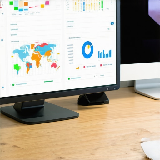 Desk setup with SEO and maps optimization tools on screens.